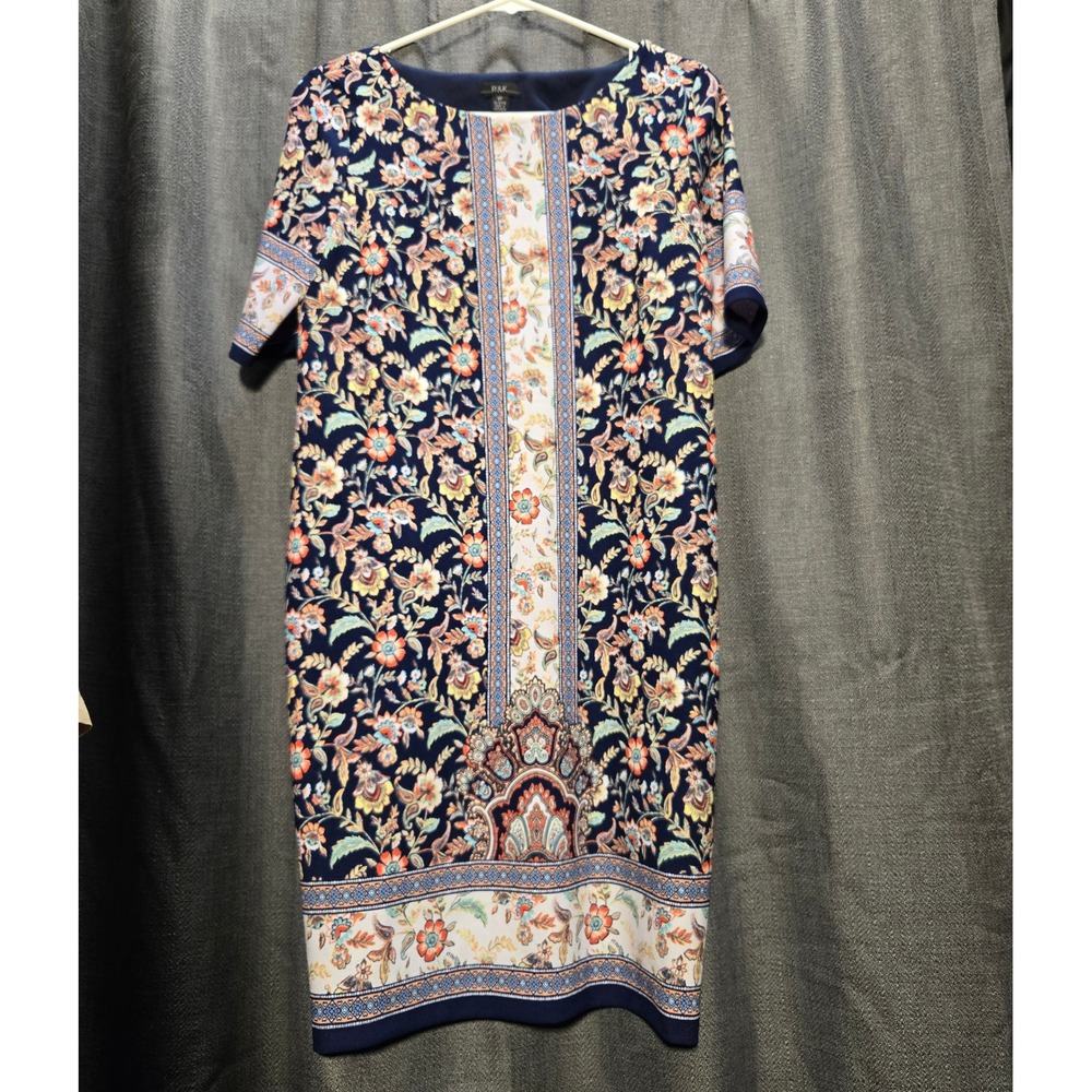 R&K‎ Floral Print Dress Shift Casual Career Party Navy Blue Size 6P